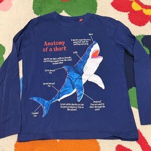 Mini Boden Navy Shark Anatomy Long Sleeve Tee